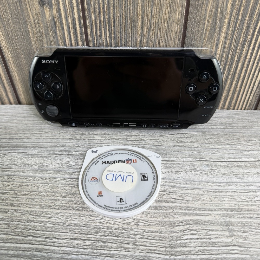 Sony PSP 3001 Black Handheld Console With Madden NFL 11 Tested Working